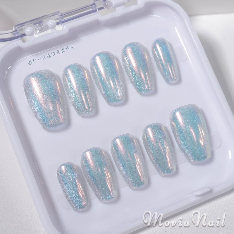 【No.1】オーダーチップ 水色 マグネット 韓国 サイズオーダー】 きらきらマグネットネイル ニュアンスネイル