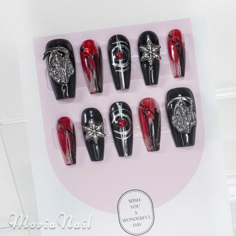 オーダー ネイルチップ 量産 韓国 バンギャ ゴスロリ y2k ガーリー 赤黒 オーダー ネイルチップ 量産 韓国 バンギャ ゴスロリ y2k ガーリー 赤黒