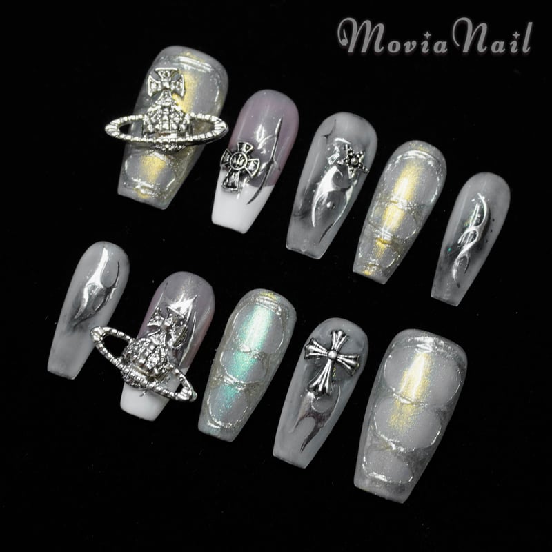 ネイルチップ☆地雷y2kサブカルy3k韓国☆オーロラ☆水彩