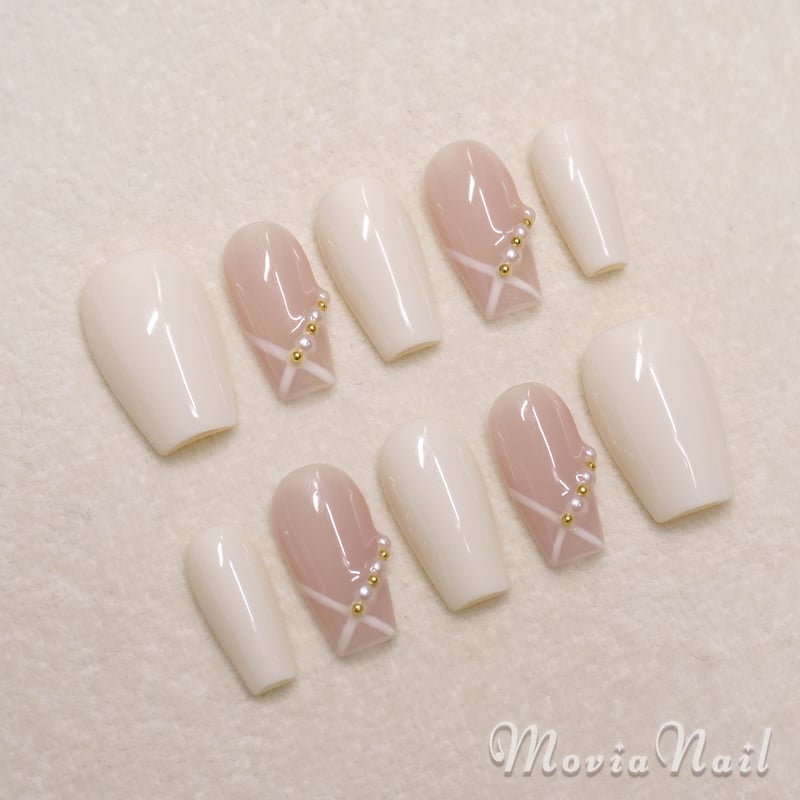 ネイルチップ‪‪⋈量産型ワンホン韓国♡シンプルフレンチガーリーちゅる‬‬