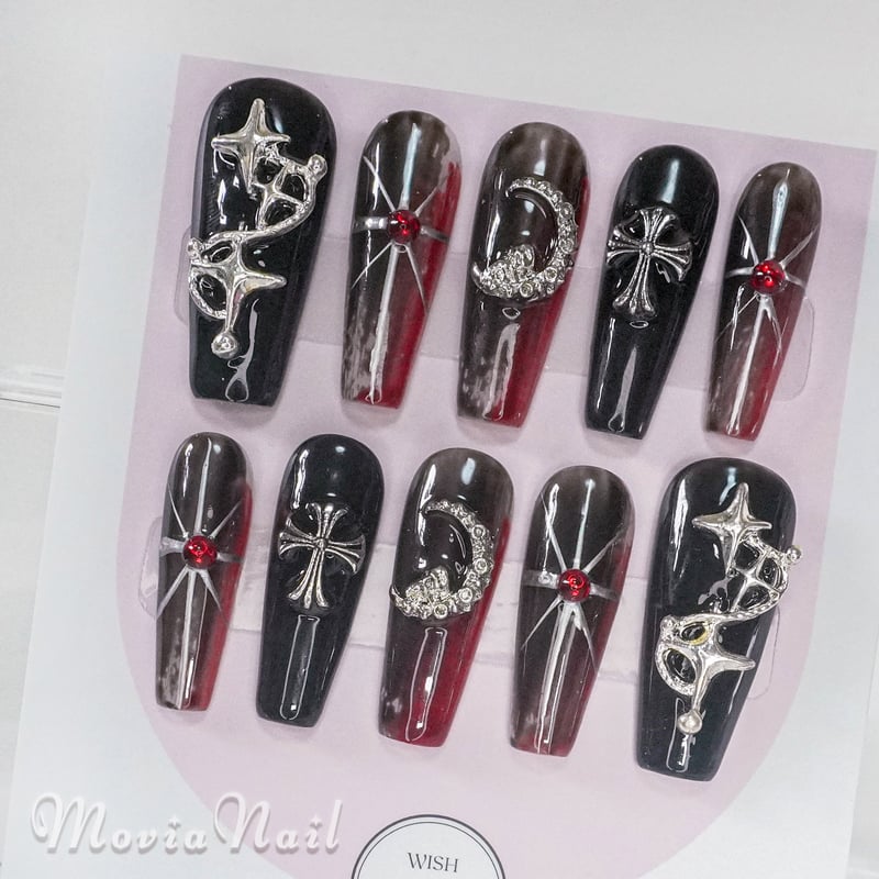 オーダー ネイルチップ 量産 韓国 バンギャ ゴスロリ y2k ガーリー 赤黒 オーダー ネイルチップ 量産 韓国 バンギャ ゴスロリ y2k