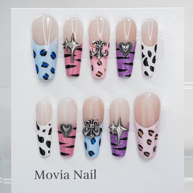 ネイルチップ カラフル Y2k 派手 キラキラ カラフル100S☆地雷y2k