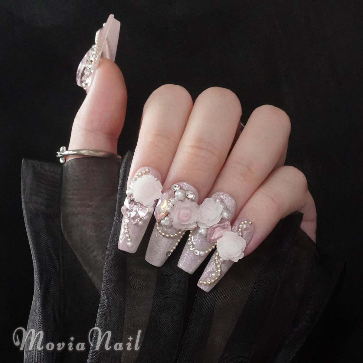 ピンク398⋈マグネット量産型ワンホン韓国ギャルゴテゴテフラワー