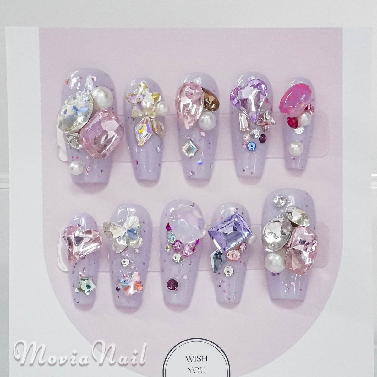 ネイルチップ オーダー Vフレンチ ガーリー 韓国 Y2K ワンホン ゴテゴテ