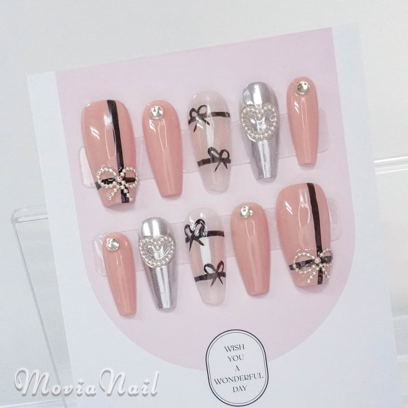 ピンク180S⋈量産型地雷系y2kサブカル韓国フレンチガーリーネイル  