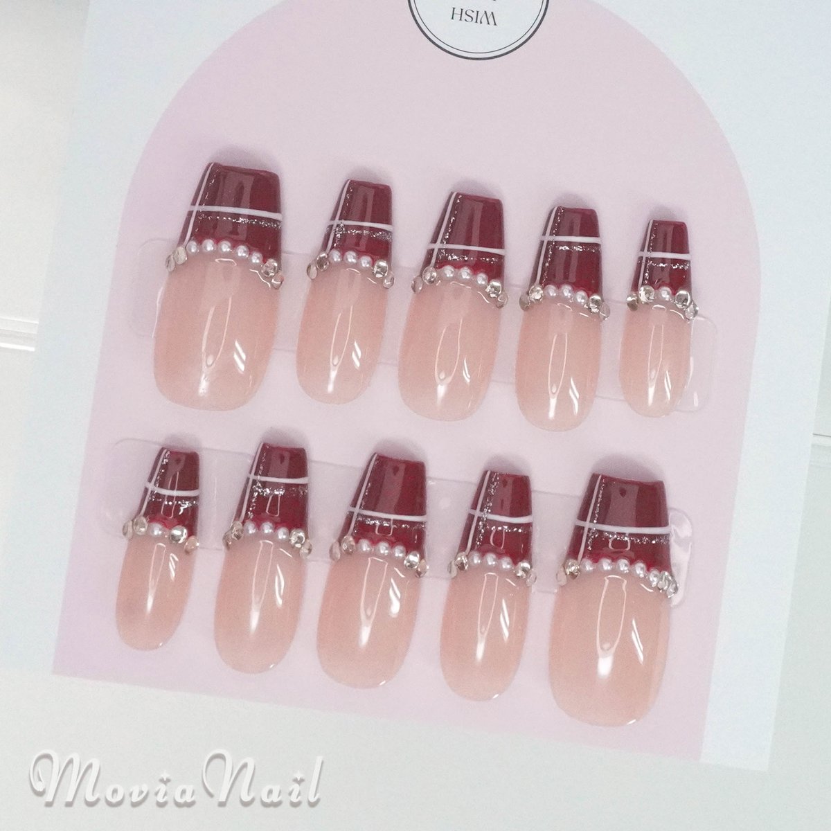 ネイルチップ‪‪☆地雷量産型韓国☆赤チェック☆フレンチバンギャ‬‬