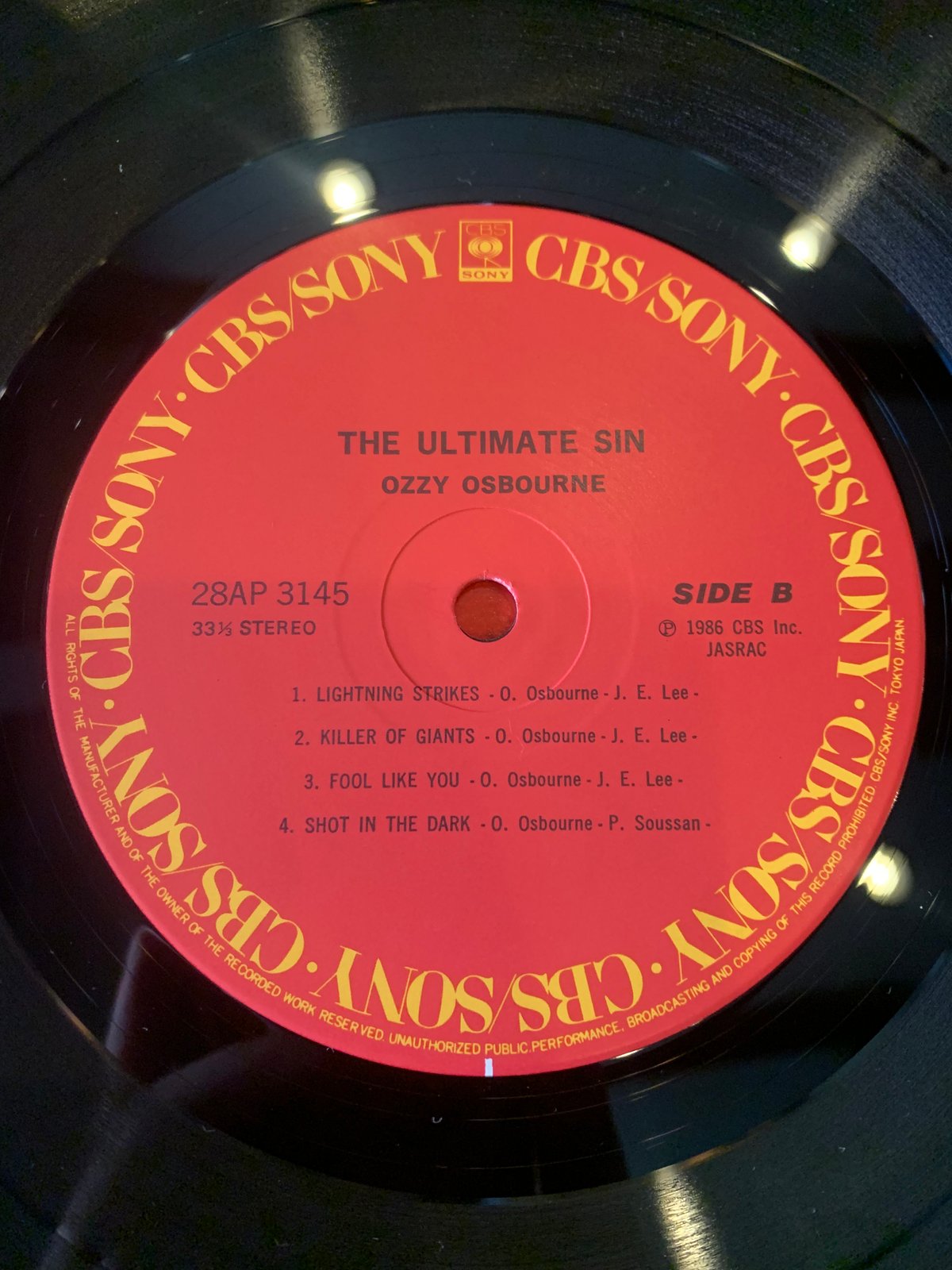 LP】Ozzy Osbourne / The Ultimate Sin | RECORD H