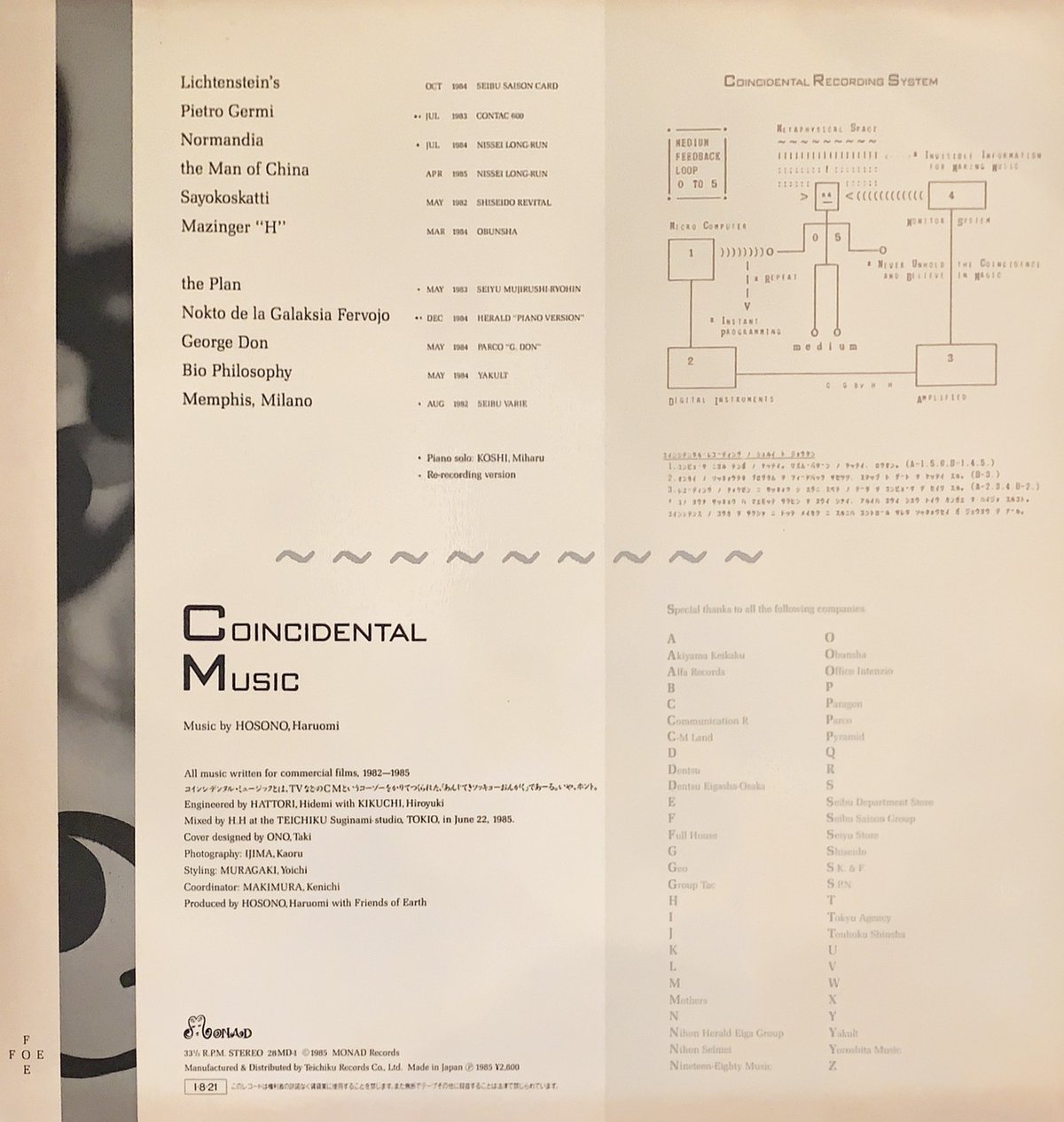 細野晴臣 / Coincidental Music | RECORD HOUSE WOODSTOCK