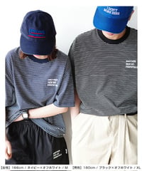 【ANME】ロゴ 刺繍入り ボーダー 半袖 Tシャツ