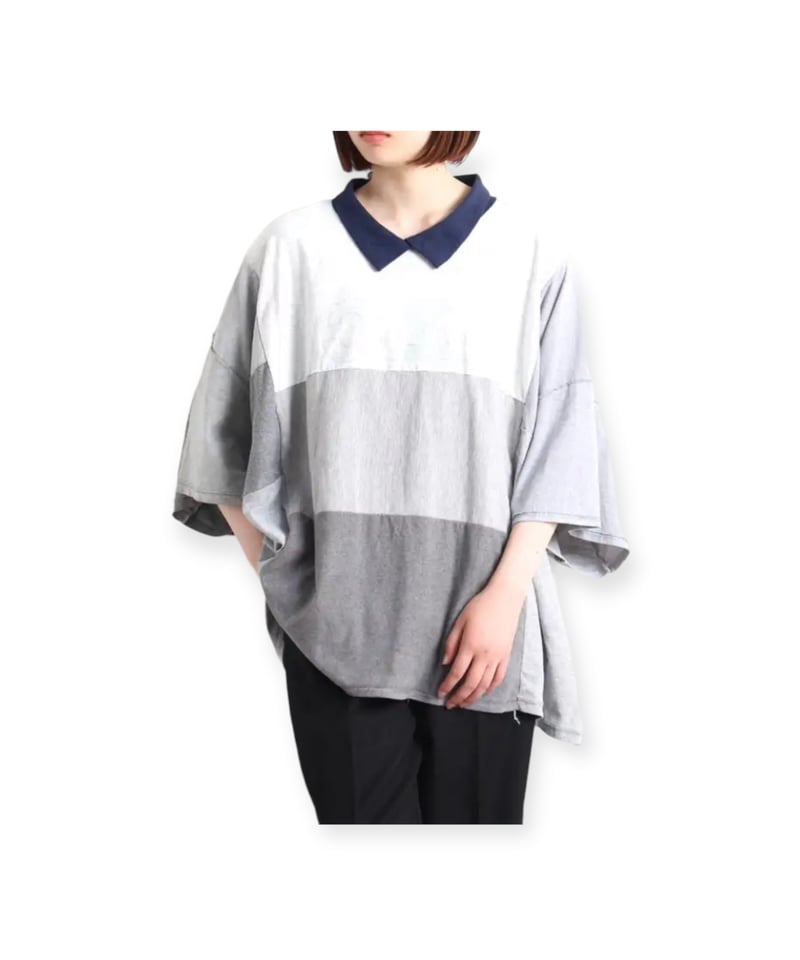 sunny side up 15 POLO パッチワーク リメイク ポロシャツ SUNNY SIDE UP】REMAKE PATCHWORK 15 POLO - OIKOS 毎日を楽しく