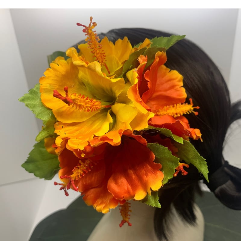 ハイビスカス（赤・黄）、プルメリアのハワイアンアクセサリー（楕円穴