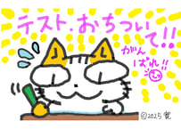 目が大きい猫の、テストおちついて　がんばれ