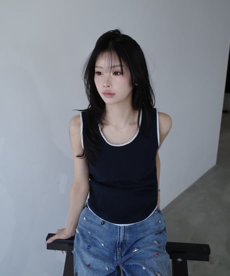 ミニスカラップリブタンク【ネイビー】