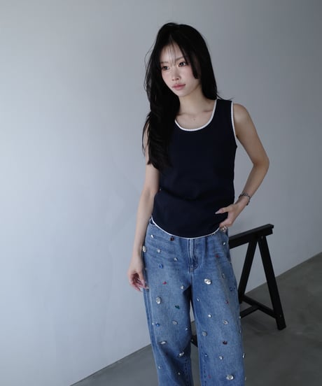 ミニスカラップリブタンク【ネイビー】