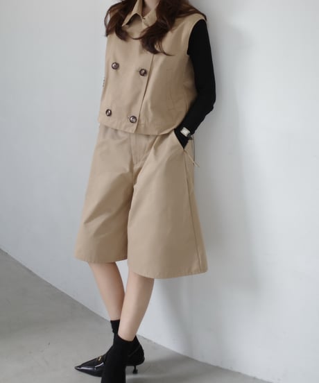 バックリボンキュロットパンツ【ベージュ】