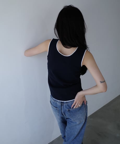 ミニスカラップリブタンク【ネイビー】