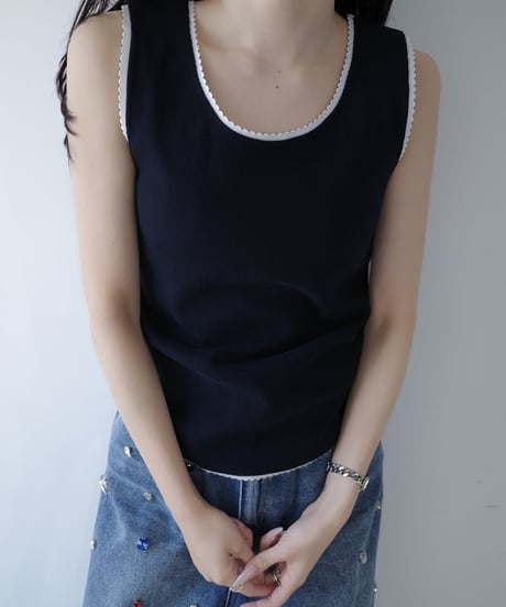 ミニスカラップリブタンク【ネイビー】