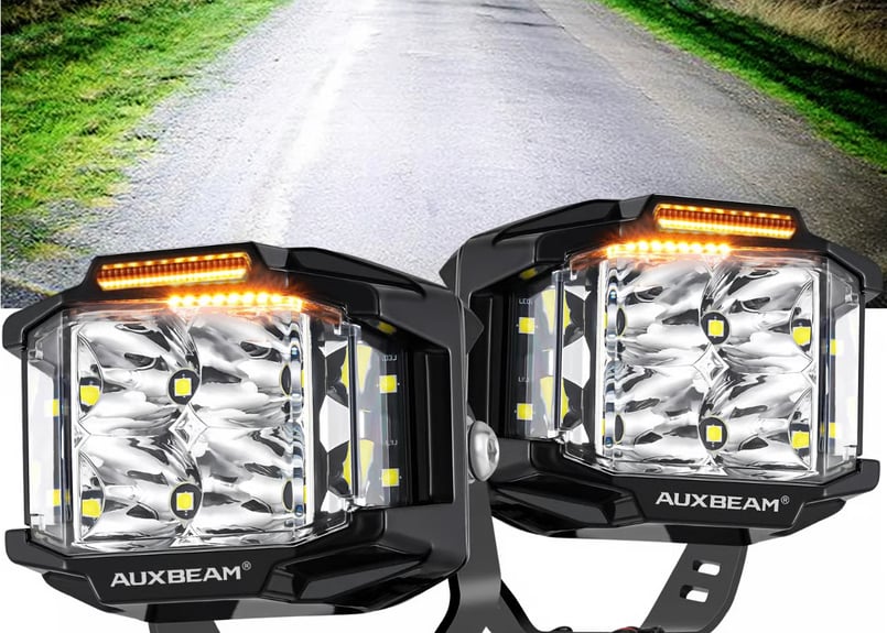 4インチ】ボンネットライト（ホワイト&アンバーデイライト）V-MAX