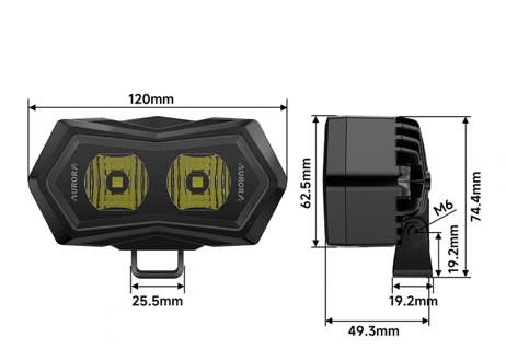 【AURORA】5インチデュアルデイライトベクターポッドライト　5”DUAL DRL VECTOR POD