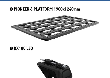 【LC250】RHINO-RACK ライノラック PIONEER 6 (1900mm x 1240mm) + RX LEGS ランクル250 プラド150 取り付けキット