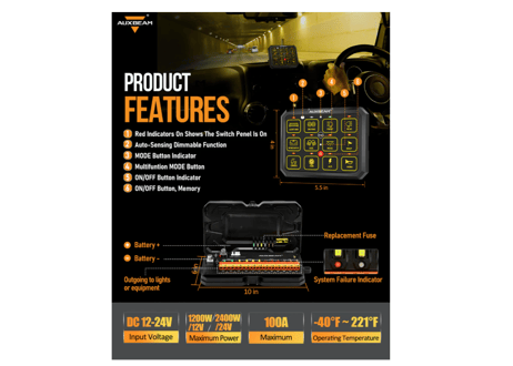 AUXBEAM 【接続機数12】AC-1200 ストロボ付き　スマホ操作　スイッチパネル