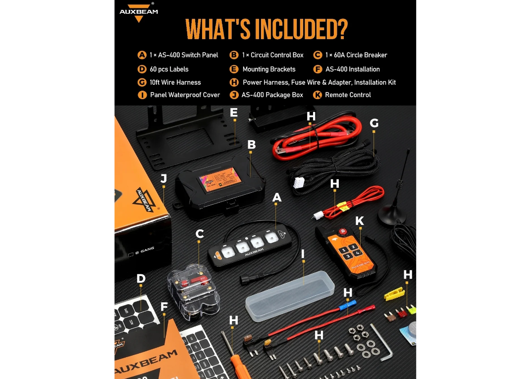 AUXBEAM 【接続機数4】AS-400 ストロボ付き スマホ操作 スイッチパネル