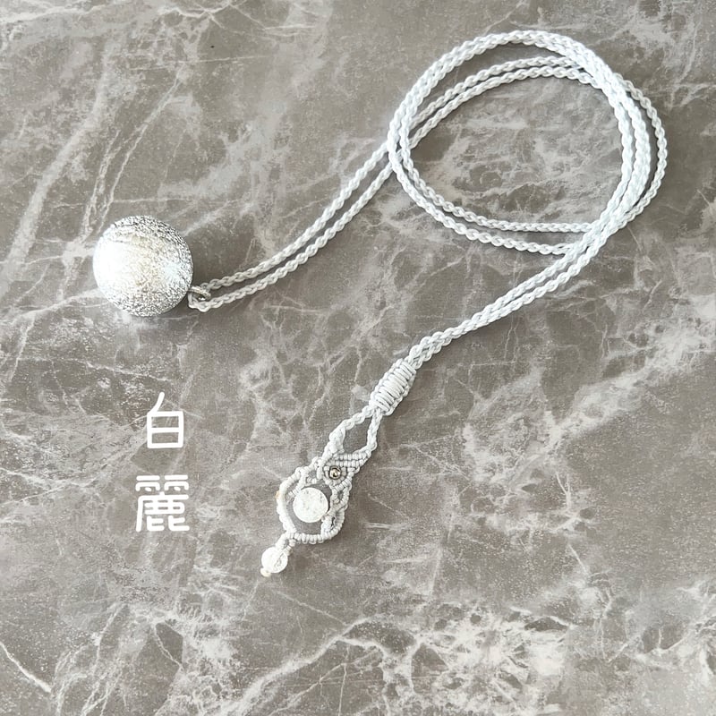 清らかな音色♪「水琴鈴」と水晶のコード編みネックレス＊天然石