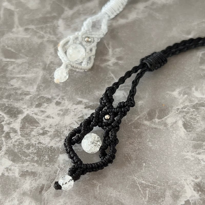 清らかな音色♪「水琴鈴」と水晶のコード編みネックレス＊天然石