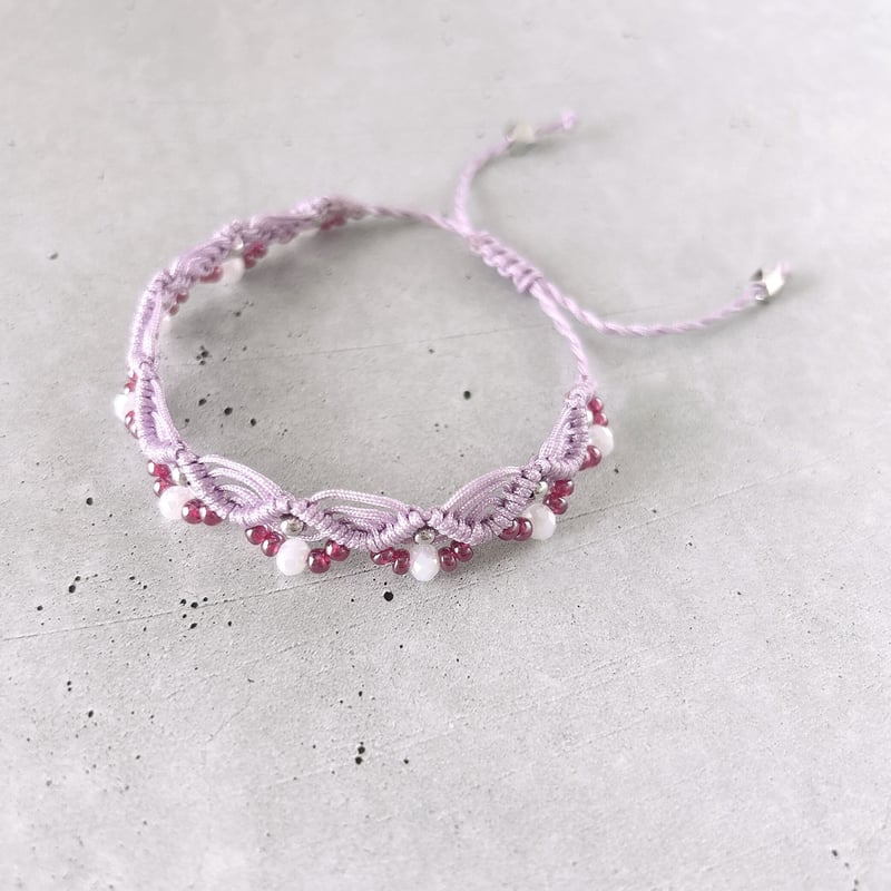 専用 大玉ラベンダービーズ、手編みブレスレット オーダーメイドで作る