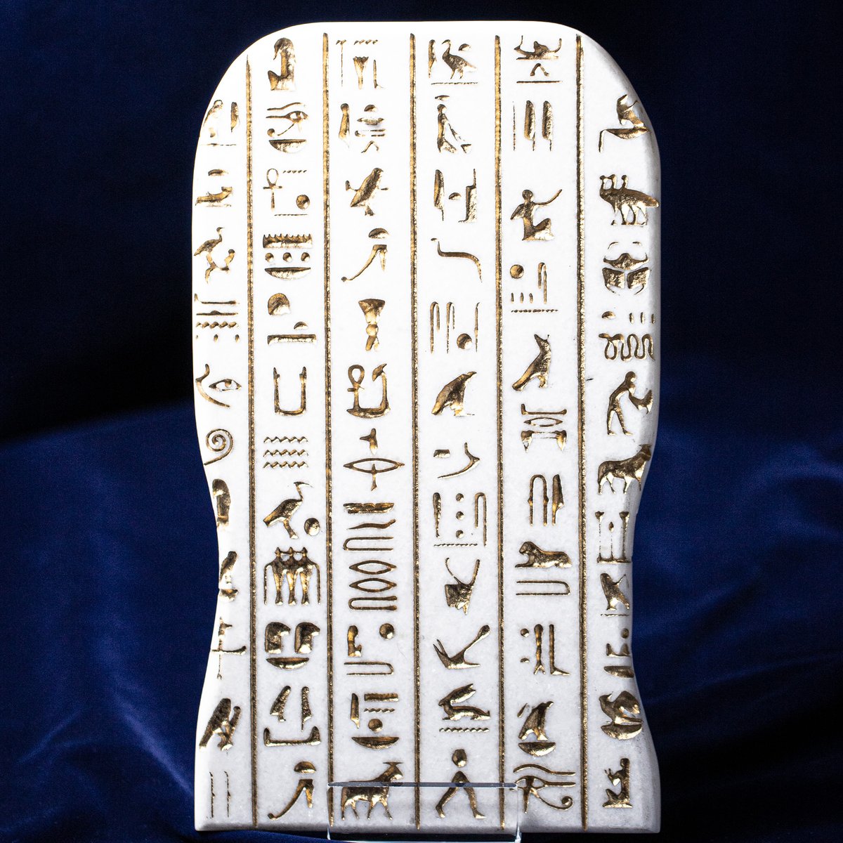 エジプト ヒエログリフ 石板レリーフ ヒエログリフ石板【大理石・本彫刻】白大理石＆ゴールドレター | 石の
