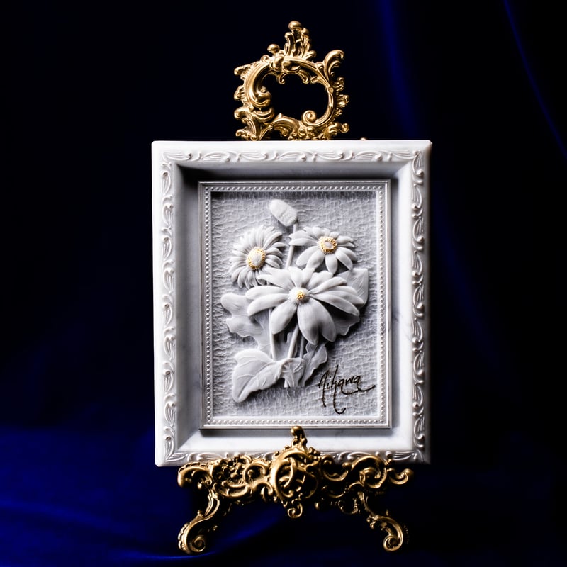 大理石彫刻】フラワーアート表札【作家サイン風】 | 石のシンシア