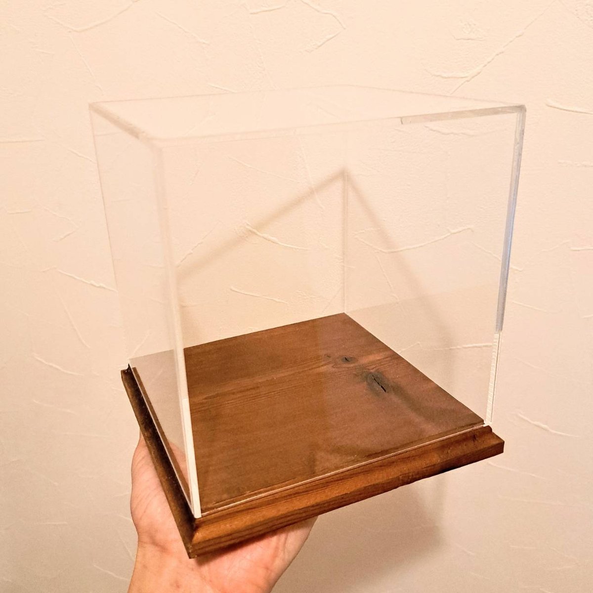 アクリル製ショーケース•掲示板等　大きめ 大型標本展示用ショーケース】150×150×160 ※アクリル製ケース、無垢材