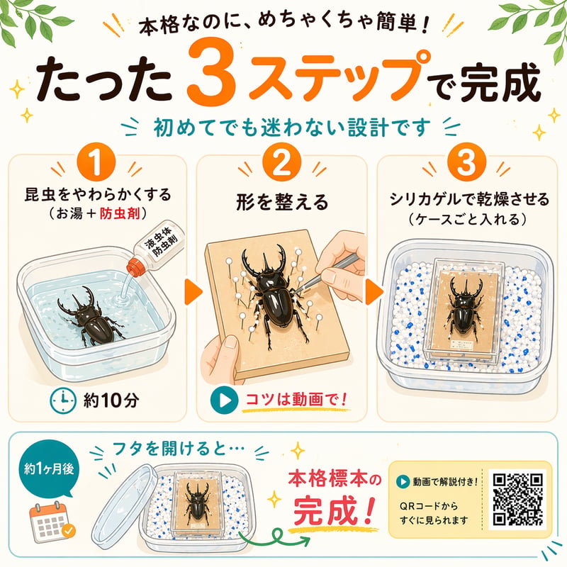 本格標本キット】初心者OK｜昆虫標本が自宅で作れる｜動画解説付き