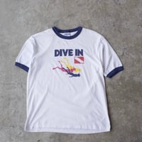 80s DIVE IN Printed Ringer T-Shirt made in USA