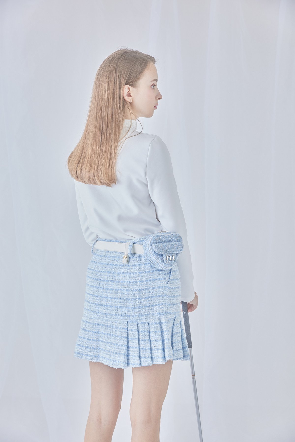 tweed heart pouch (l.blue) | ミヌエール（minuére）