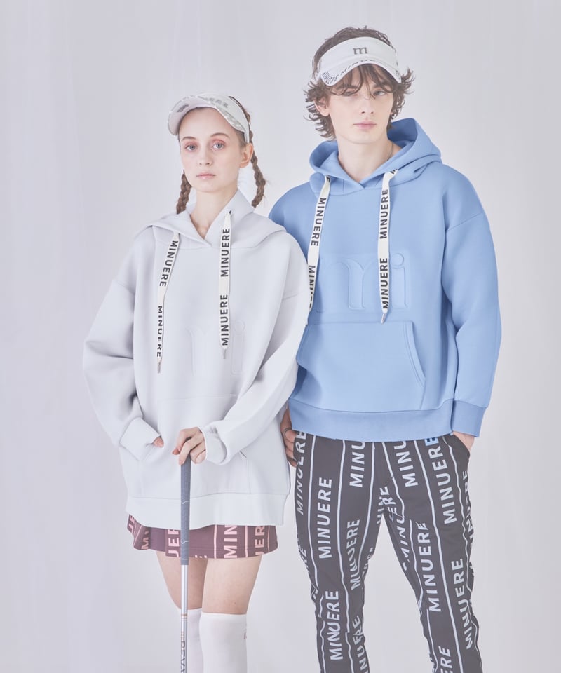 unisex emboss hoodie (l.blue) | ミヌエール（minuére）