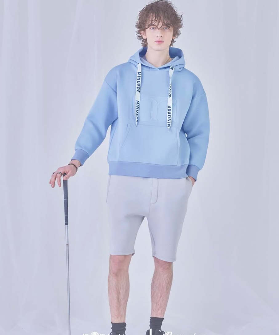 unisex emboss hoodie (l.blue) | ミヌエール（minuére）