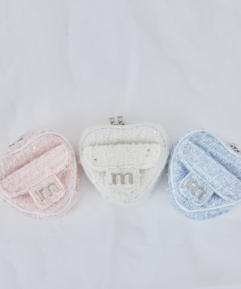 tweed heart pouch (l.blue) | ミヌエール（minuére）