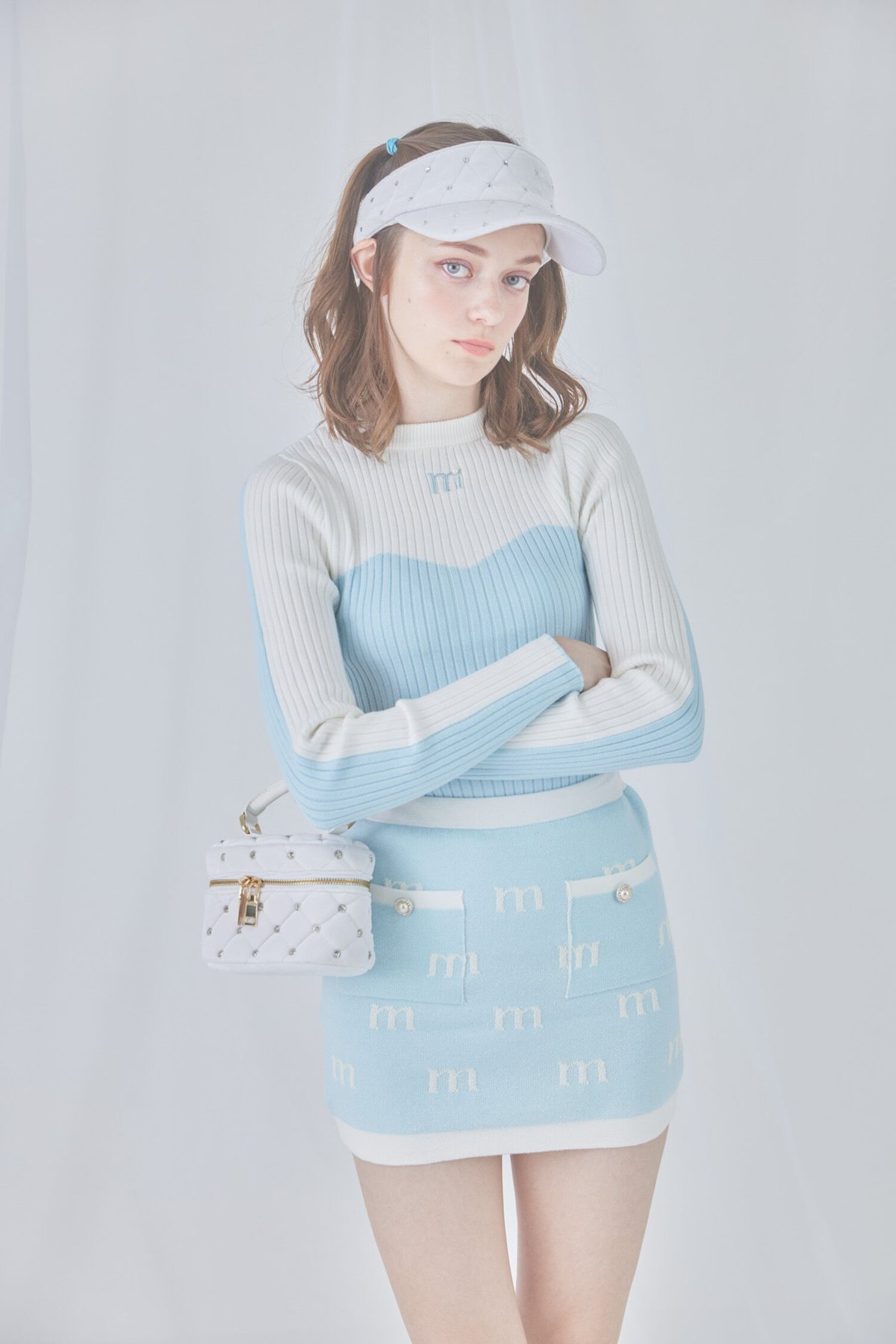 ミヌエール（minuere）/bi color rib knit tops bi color rib knit tops (l.blue) | ミヌエール（minuére）