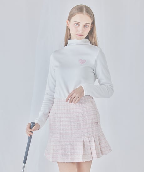 【再入荷】tweed hem pleated skirt (pink)