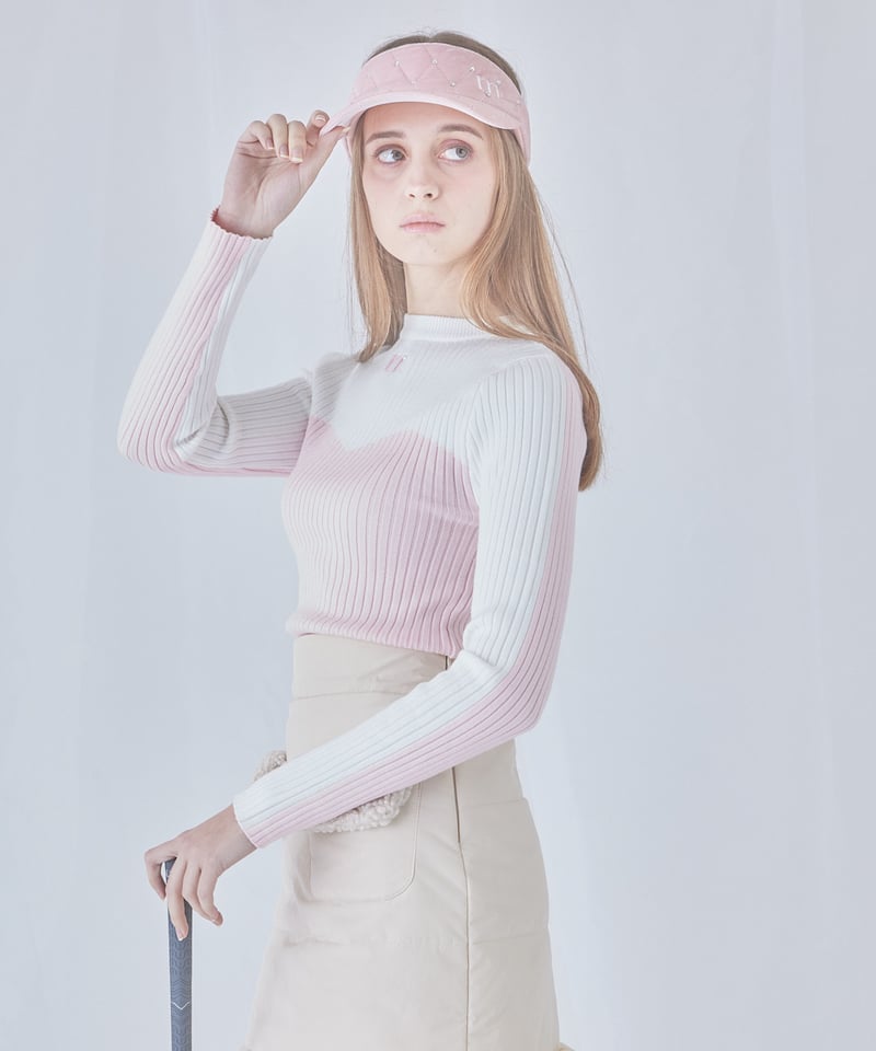 bi color rib knit tops (pink) | ミヌエール（minuére）
