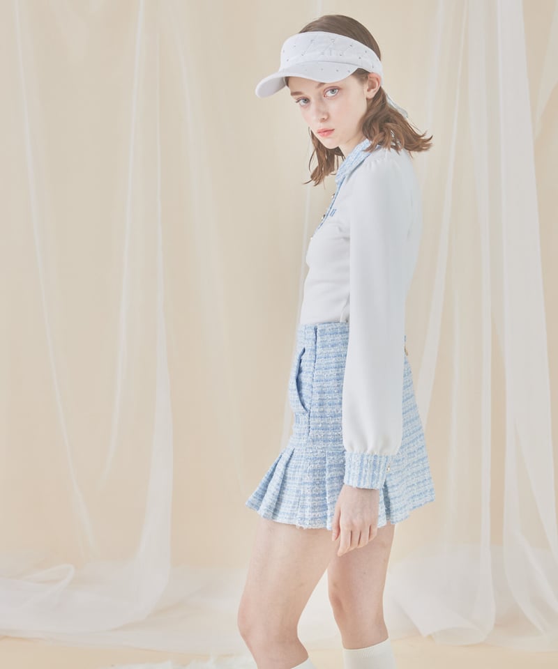 レディースウェア minuere tweed pearl button polo レディースウェア minuere tweed pearl button polo 楽天市場