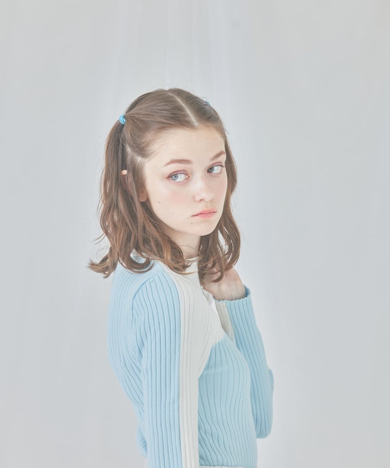 bi color rib knit tops (l.blue) | ミヌエール（minuére）