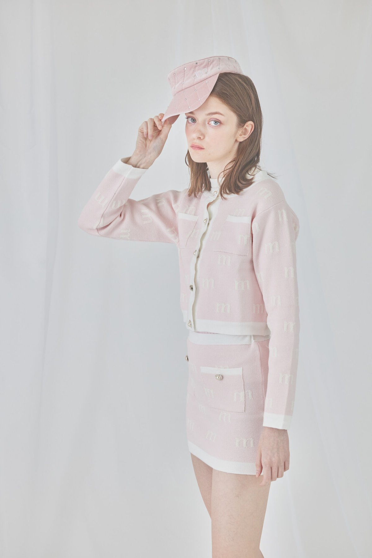 burcle logo cardigan (pink) | ミヌエール（minuére）