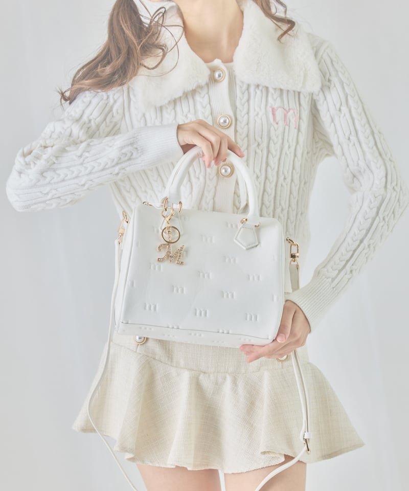 【関税込み】ロゴ入り 2WAY テディバナーヌ ミニバッグ 2way bag (white) | ミヌエール(minuére)