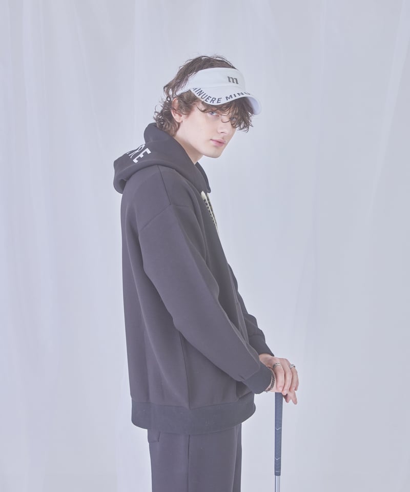 再入荷】unisex emboss hoodie (black) | ミヌエール（minuére）