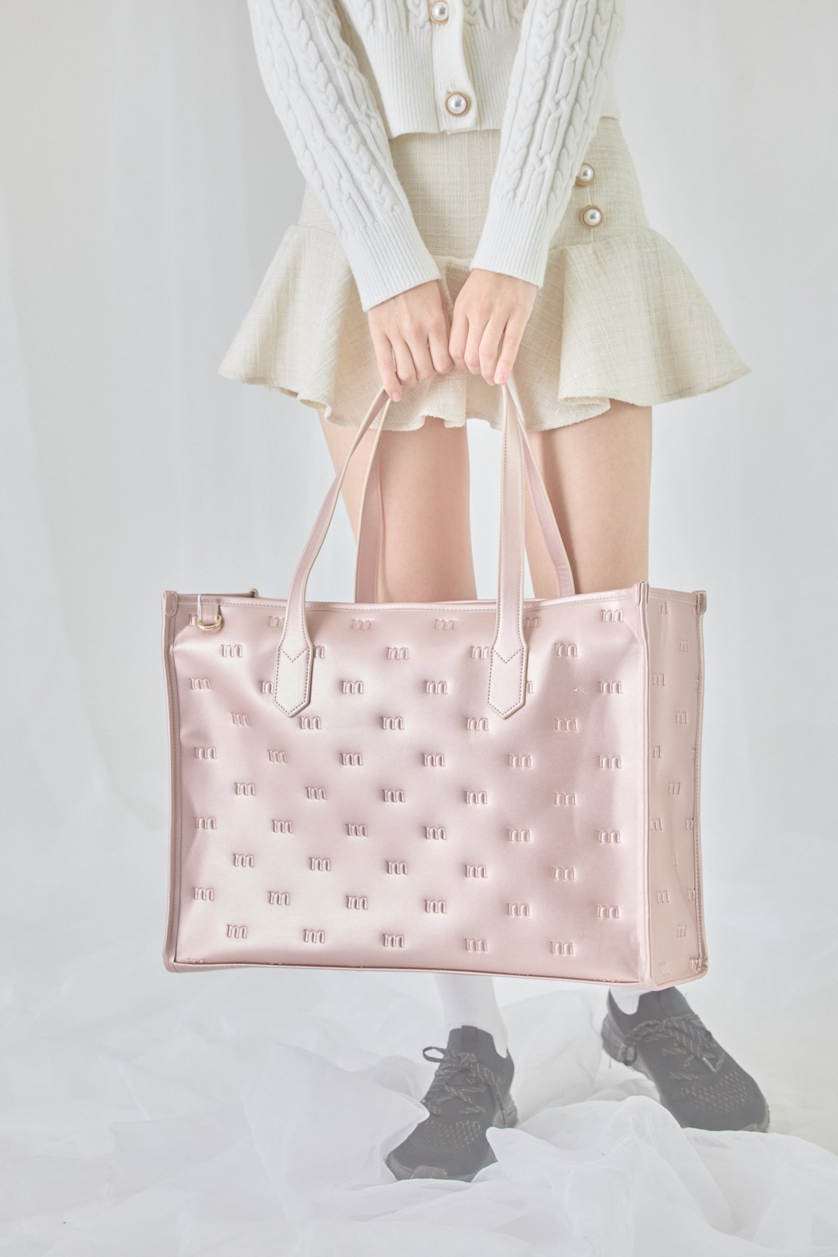 LouLou29　ルルドヌフ　ナチュラルボーダートートBAG ピンク　M LouLou29 ルルドヌフ ナチュラルボーダートートBAG ピンク M