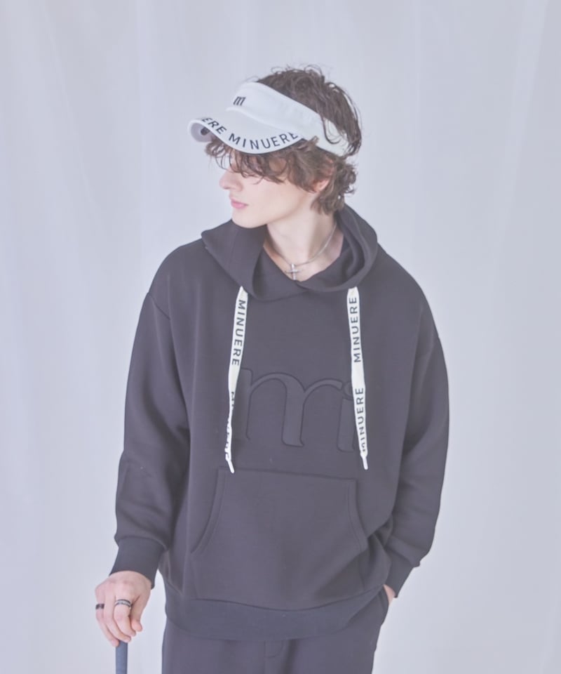 MINUERE ミヌエール　 パーカー ユニセックス　パーカー　男女兼用パーカー unisex emboss hoodie (dark brown) | ミヌエール（minuére）