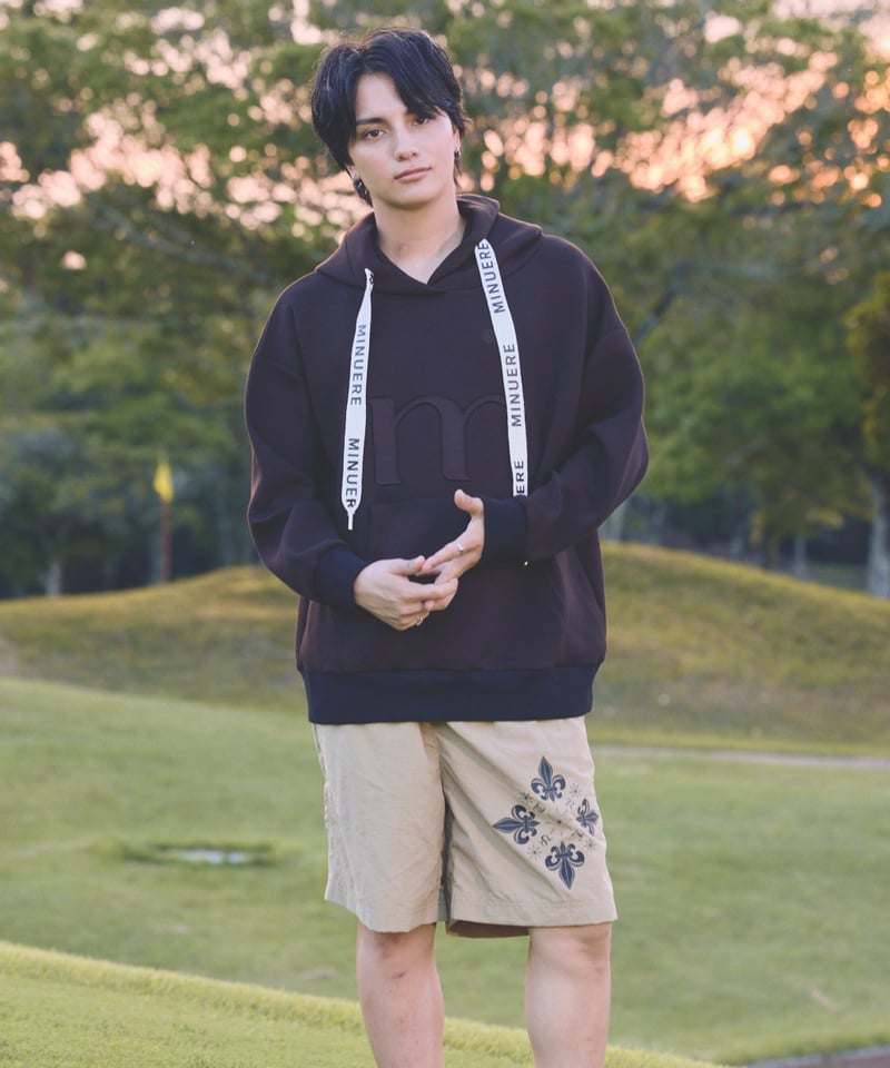 AMOMENTO VELVET SHIRRING HOODIE ダークブラウン AMOMENTO VELVET