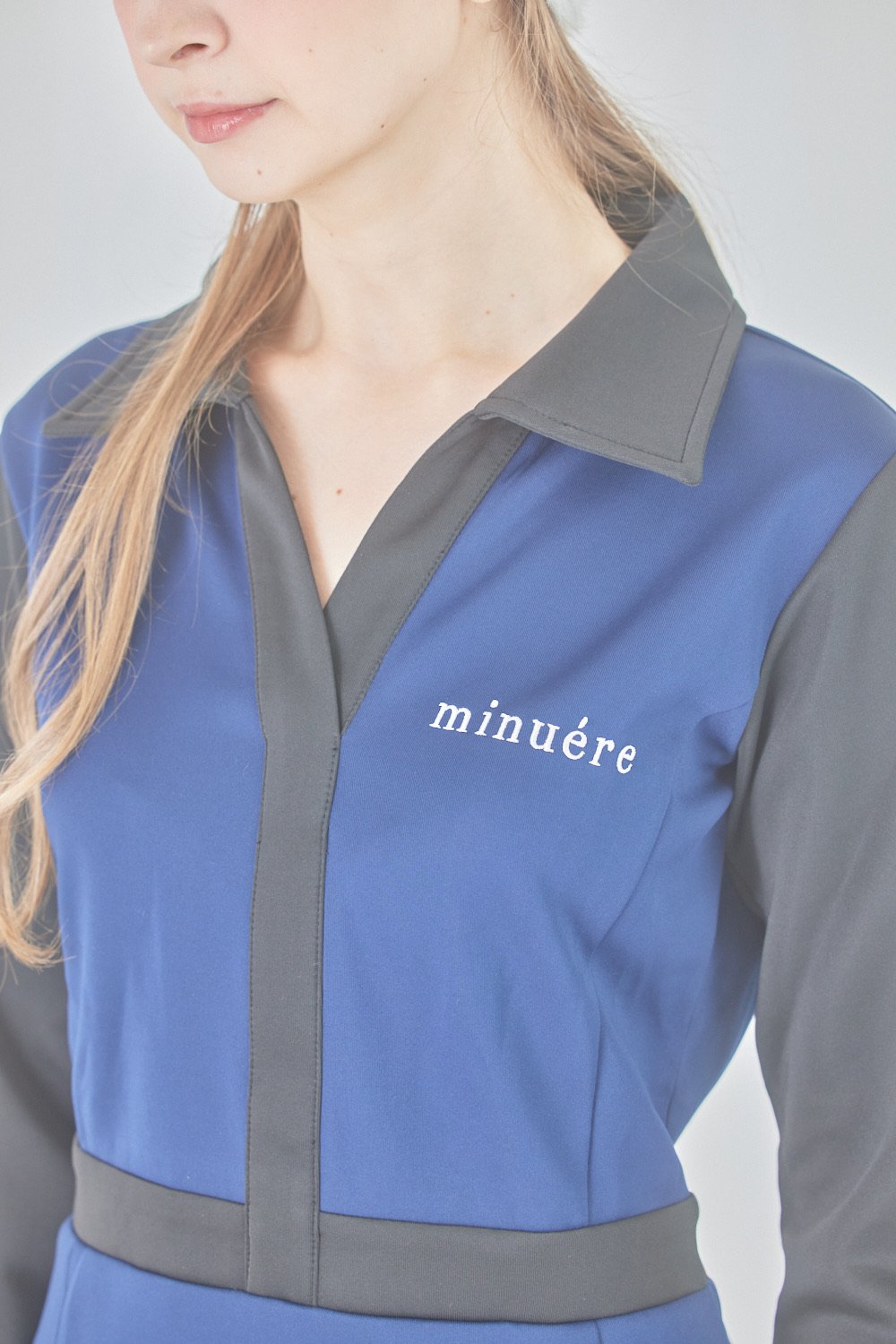 bi-color hem pleats one-piece (navy) | ミヌエール（mi